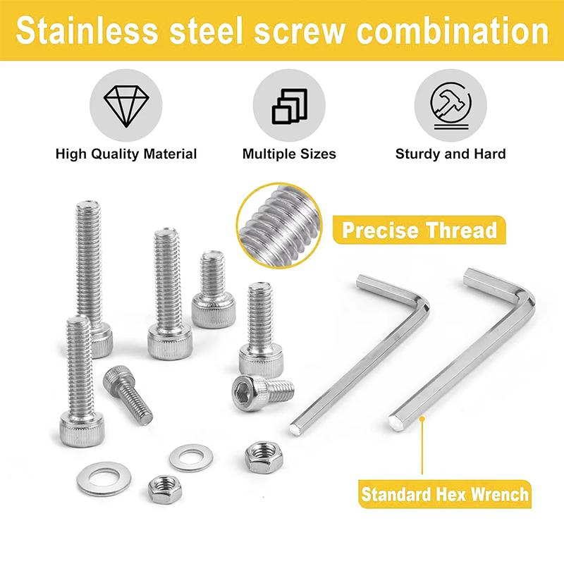 255 stainless steel cup head hexagonal bolts, nuts, washers set