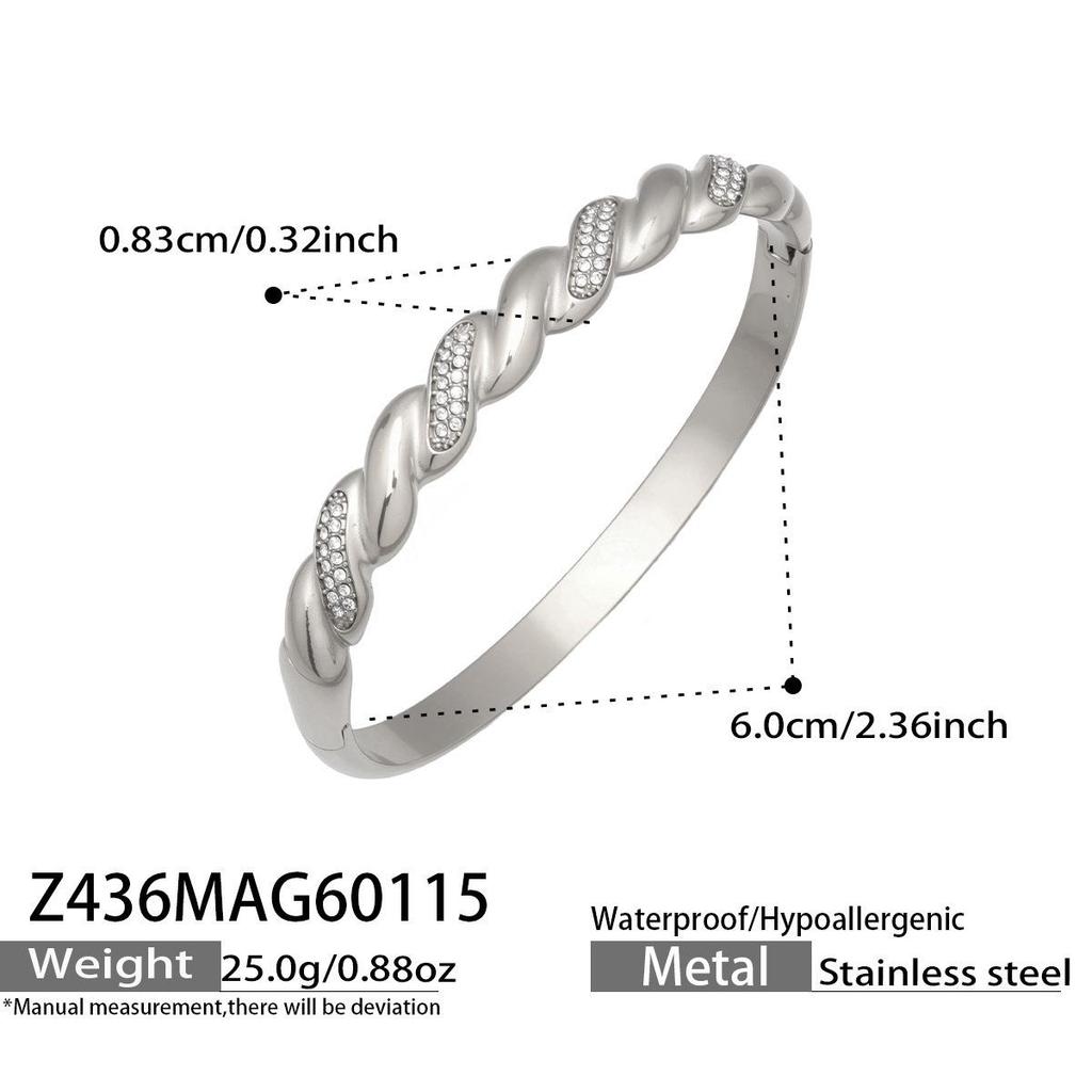 18K Gold-Plated Geometric Zirconia Bracelet with Stainless Steel Buckle
