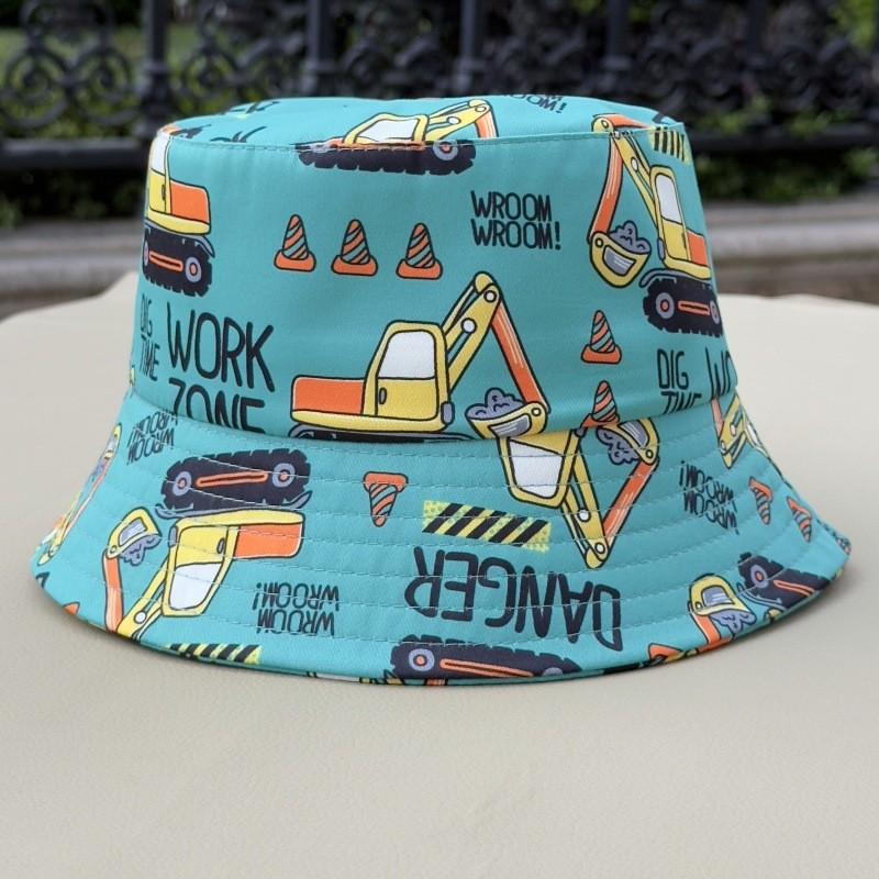 

Boys Cartoon Print Doublesided Sun Hat With Wide Brim For Summer Outdoor Sun Protection озеро зеленый