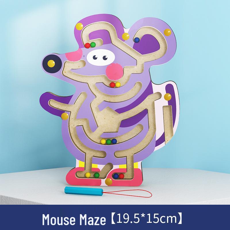 Wooden Magnetic Bead Maze Pen for Children's Education