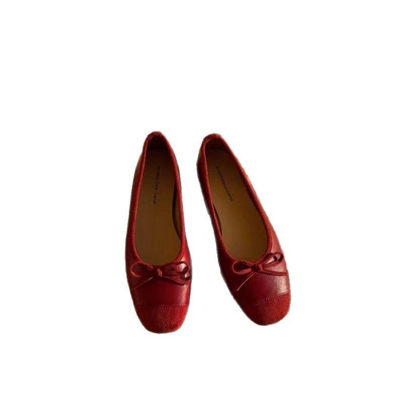 Suding's home, Xiaoxiangfeng bow increases the height of ballet shoes, evening breeze temperament soft-soled lady single shoes, new models