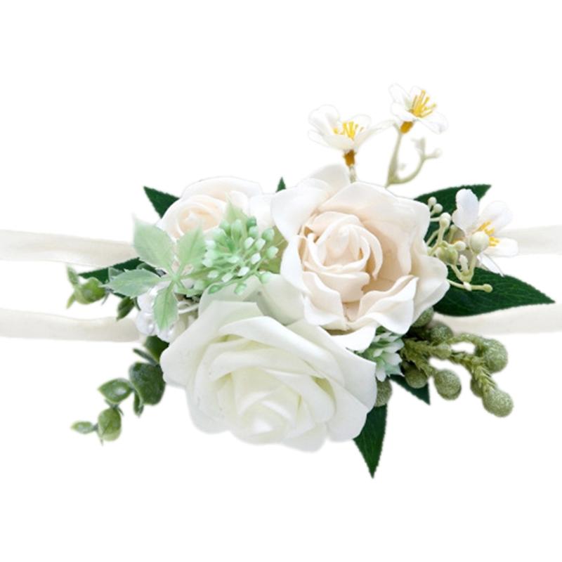 5Pcs Rose Wrist Corsages Wristband for Bridal and Bridesmaid, Wrist Corsages for Wedding Ceremony Anniversary Proms