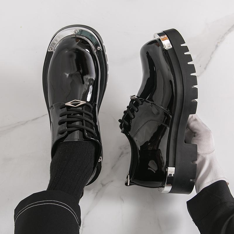 Mote Herre Høydeøkende Business Derby Sko Svart Brun Herre Tykksålet Sklisikker Mote Stor-tå Arbeidsklær Lærsko