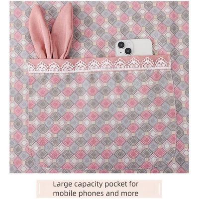 Fashion Cute Cooking Apron Canvas Rabbit-ear Pattern Baking Overalls Oil-Proof Large Pockets Household Apron for Adult
