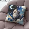 Cute Starry Night Kitten Throw Pillow Covers Pattern Cushion Cover Suitable For Sofa Bedroom Car Pillow Cover