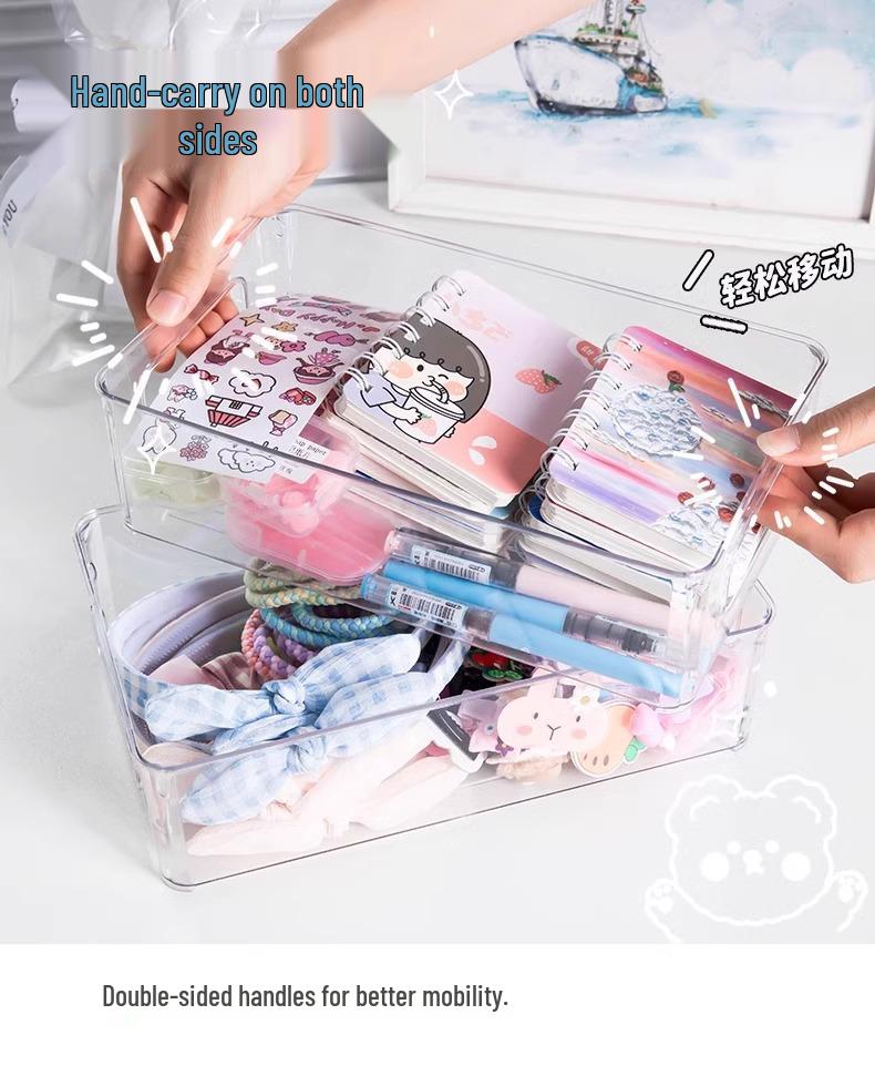 Acrylic Desktop Storage Box: Transparent Organizer for Cosmetics, Masks, Snacks, and Sundries. Perfect for Dorm Rooms.