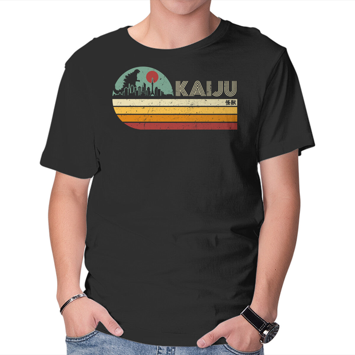 Unisex Crew Neck T-Shirt Kaiju Vintage Graphic Short Sleeve Casual Tee M