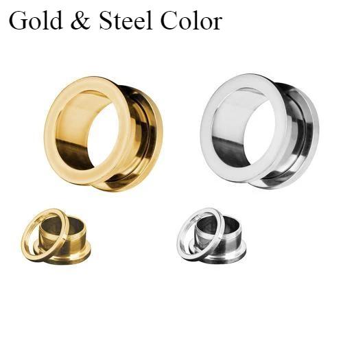 4pcs Combination Mixed Colour Steel Ear Plug Gauge 8g (3mm) - 1" (25mm) Ear Flesh Tunnel Expander Screw Fit