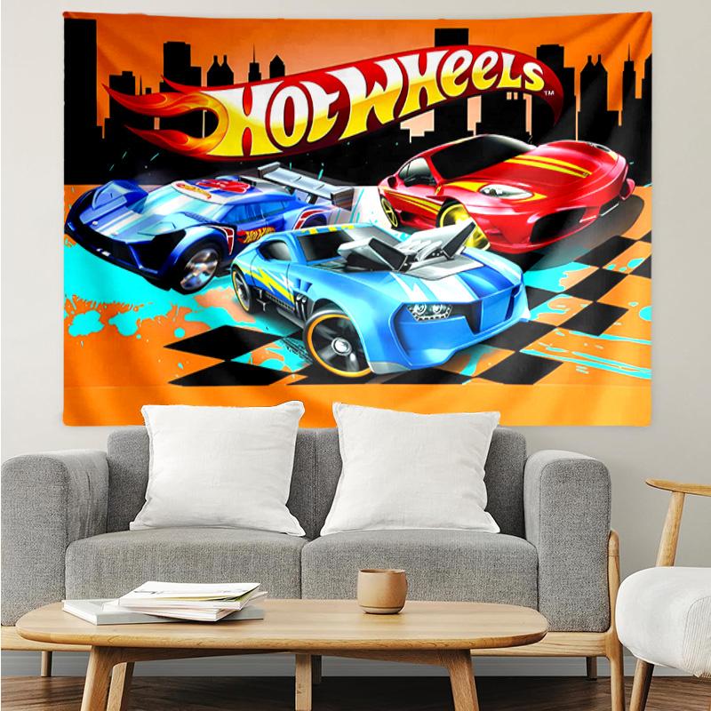 Hot Wheels logo Tapestry for Bedroom Aesthetic Classroom Tapestries Wall Hanging for Living Room Dorm Office,Ideal Creative Gift
