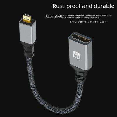 כבל מיקרו HDMI ל-HDMI 4K60Hz זכר לנקבה למצלמה, HDTV, טלוויזיה, מסך שטוח ומיקרופון.