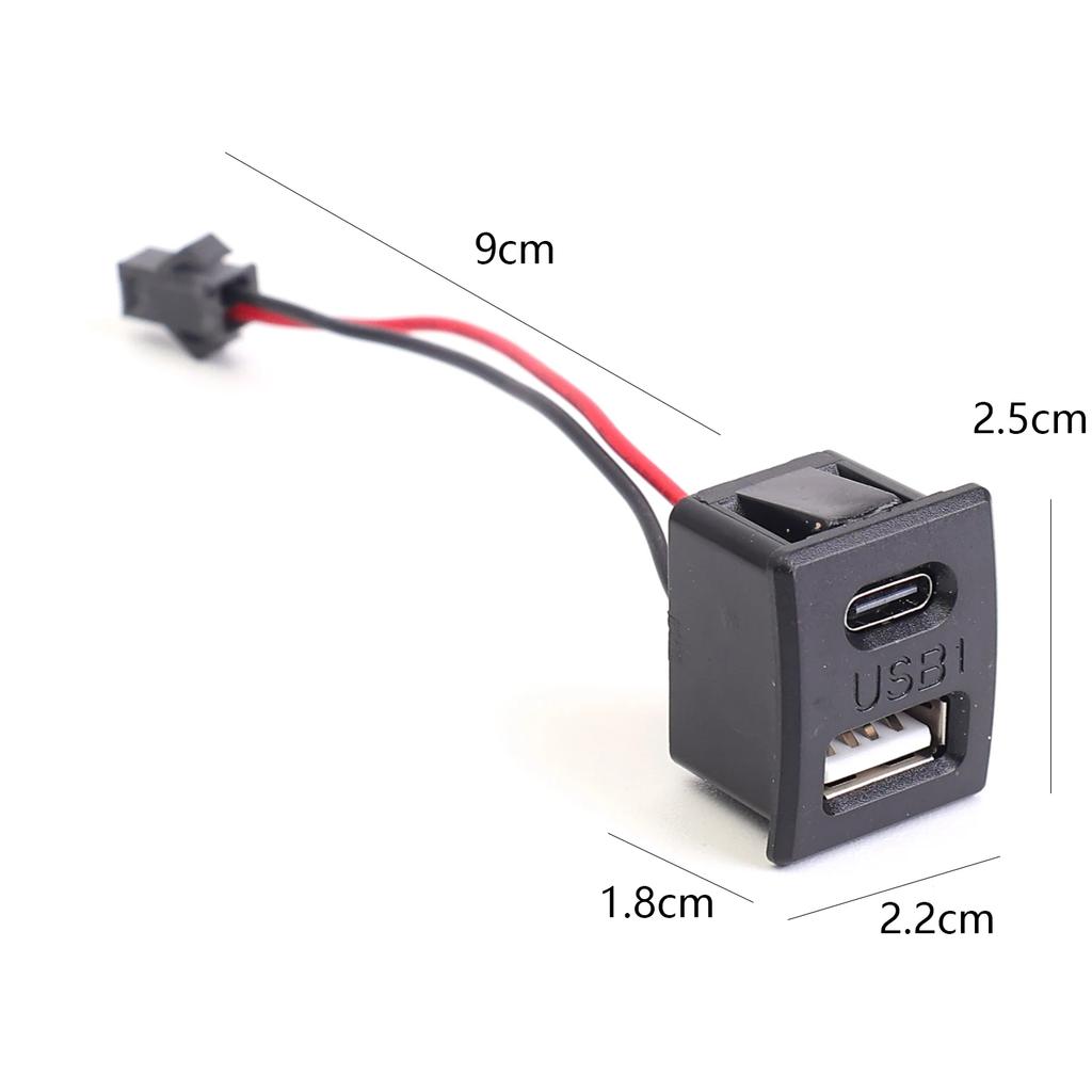 Dual-Layer USB Female Port Outlet Power Socket (Includes Cable Connector) Type-C Interface and USB Lamp Socket Charging Sockets