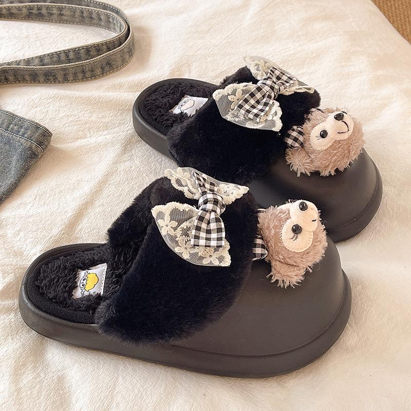 

Explosive super soft removable wool cotton slippers women s 2025 new winter out foreign style cute cartoon bag head 36