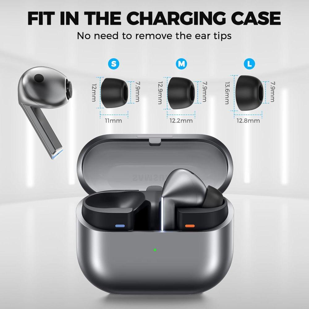 Nakładki Do Słuchawek Samsung Galaxy Buds 3 Pro W Rozmiarach S / M / L Czarne - 3 Szt.