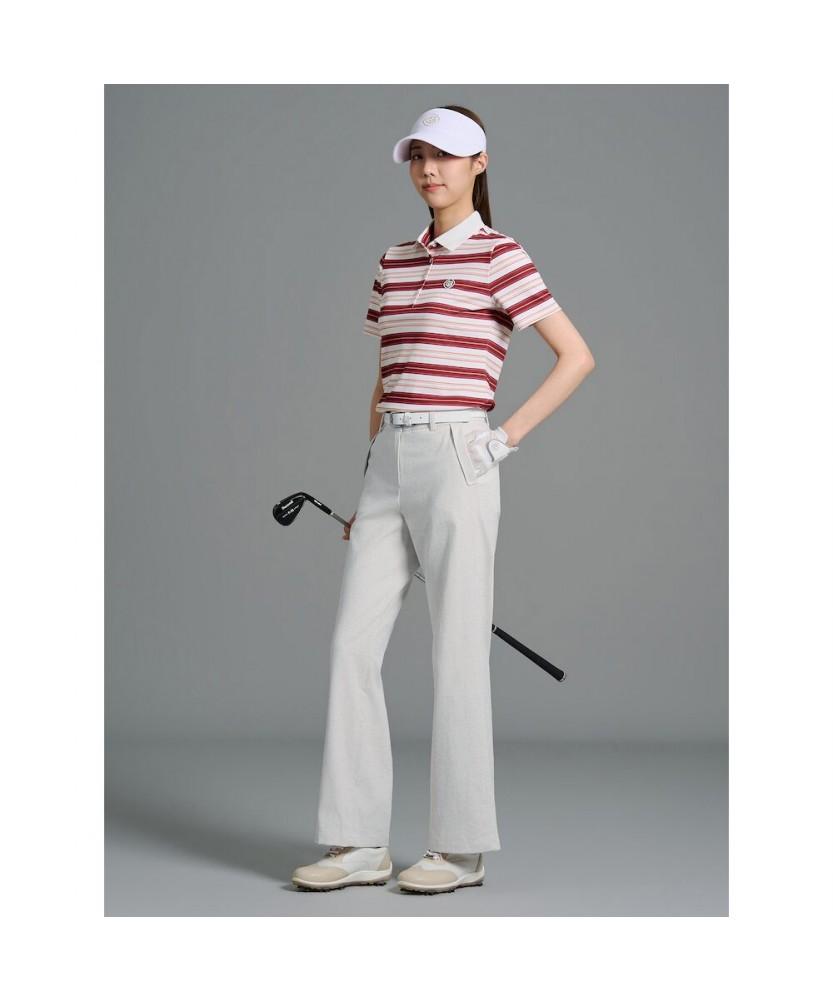 BEANPOLE GOLF Women'S Striped Short Sleeve T-Shirt - Wine