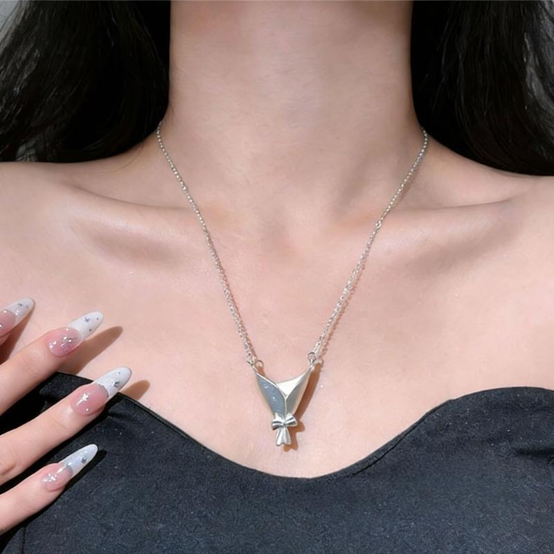 Colier pandantiv ambalaj buchet la modă Pandantiv vază miniaturală Lanț claviculă Cadou elegant pentru femei la modă