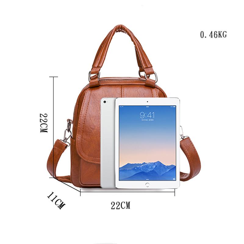 Stor kapasitet 2-lags ryggsekk for kvinner Moteryggsekk Dame mykt PU-skinnpakker Høykvalitets multifunksjons ryggsekk Designer