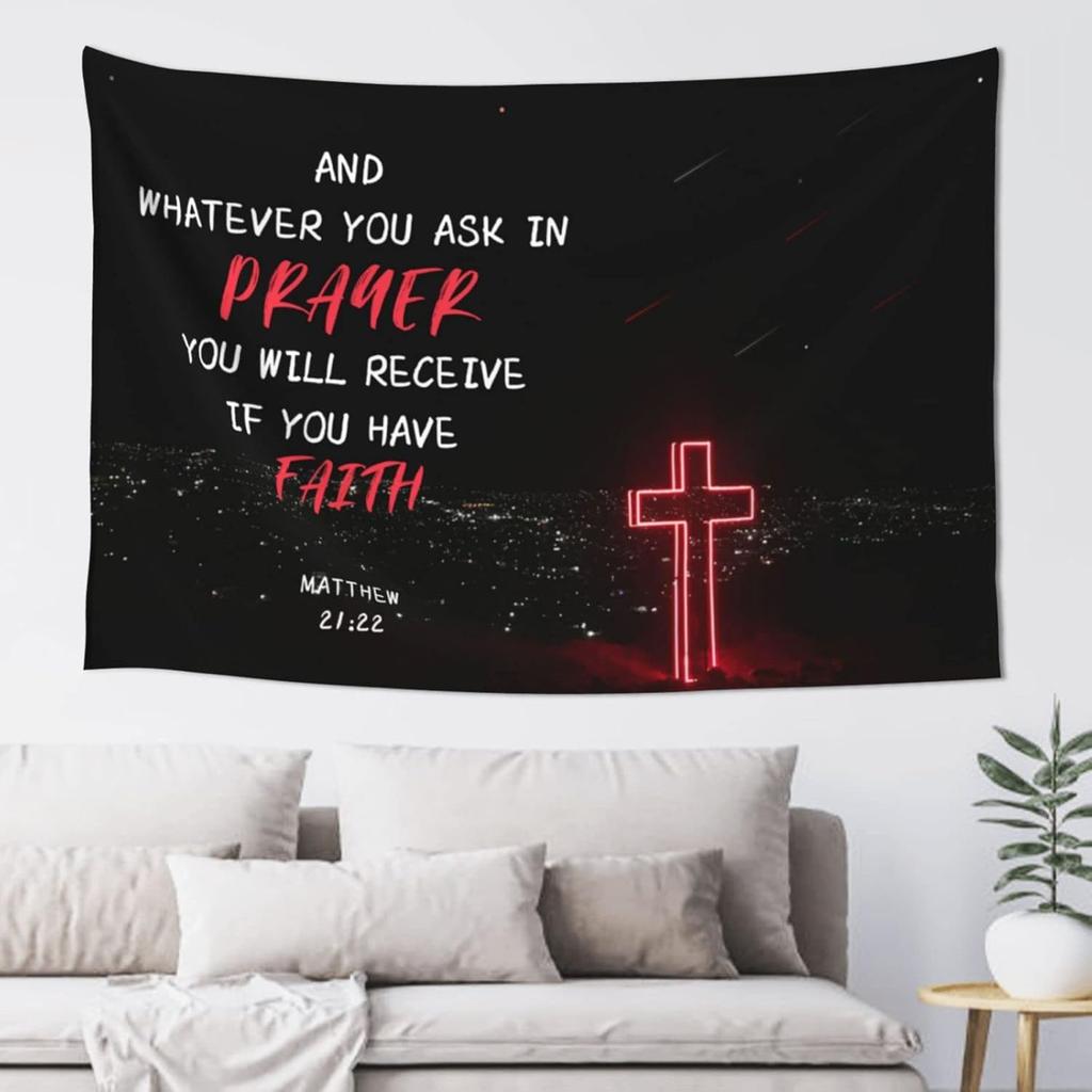 Christian Wall Art Wall Tapestry for Bedroom Aesthetic Christian Gifts for Women Faith Christian Decor Bible Verse Wall Art