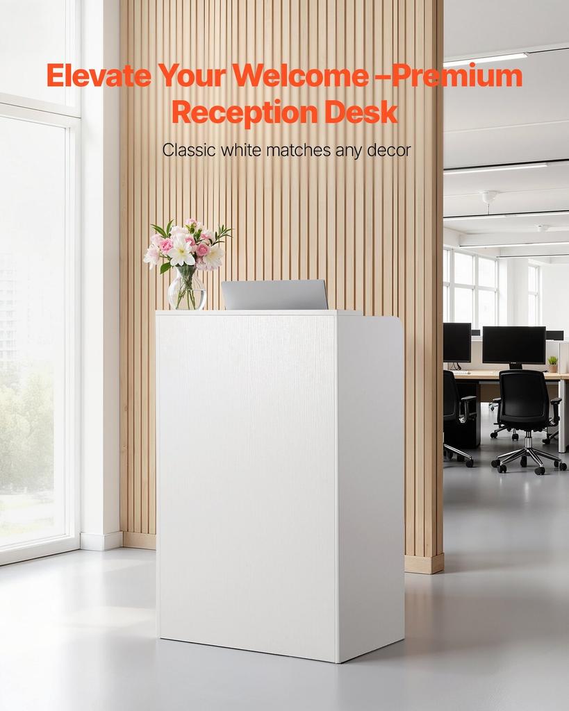 Reception Desk, 60 Cm Rectangular Front Counter Table, Modern Office Reception Desk with Drawer, Small Minimalist Retail Counter Table for Checkout,