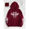 Men's Dark Campus Style Printed Zipper Hoodie, a Fashionable Street Trend Zipper Hoodie Suitable for Casual Occasions
