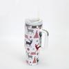 Meoky Creative 5d Christmas 40oz Cup Stainless Steel Vacuum Cups Straw With