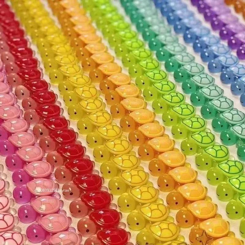 Mixed Mini Glowing Turtle Resin Miniature 3D Cartoon Dopamine Colored Resin Art Decorations DIY Phone Case Desktop Crafts