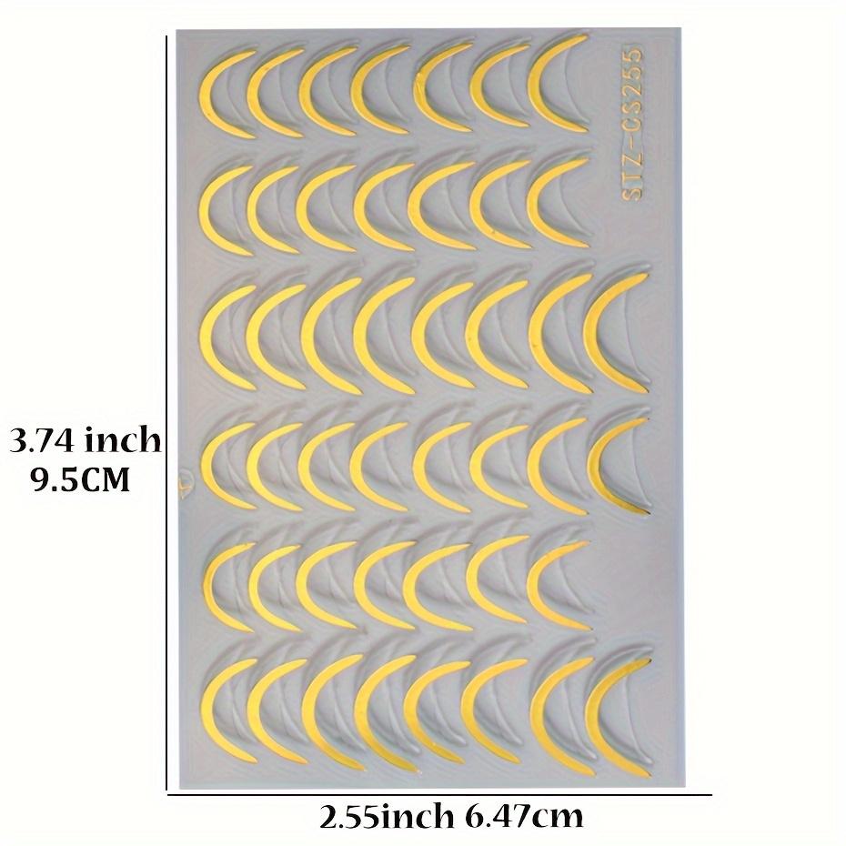 3D Simple French Tips Nail Stickers Sliver Gold Metal Stripe Line Decals Curve Nails Art Sliders Manicure Decor