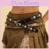 Punk Style Chain Leather Belt With Metal Buckle And Studded Design For Casual Wear