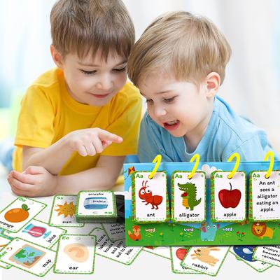 Words Builder Phonic Game Freestanding Flip Chart English Spelling Flash Card Toys Educational Learning Tool for Student Teacher