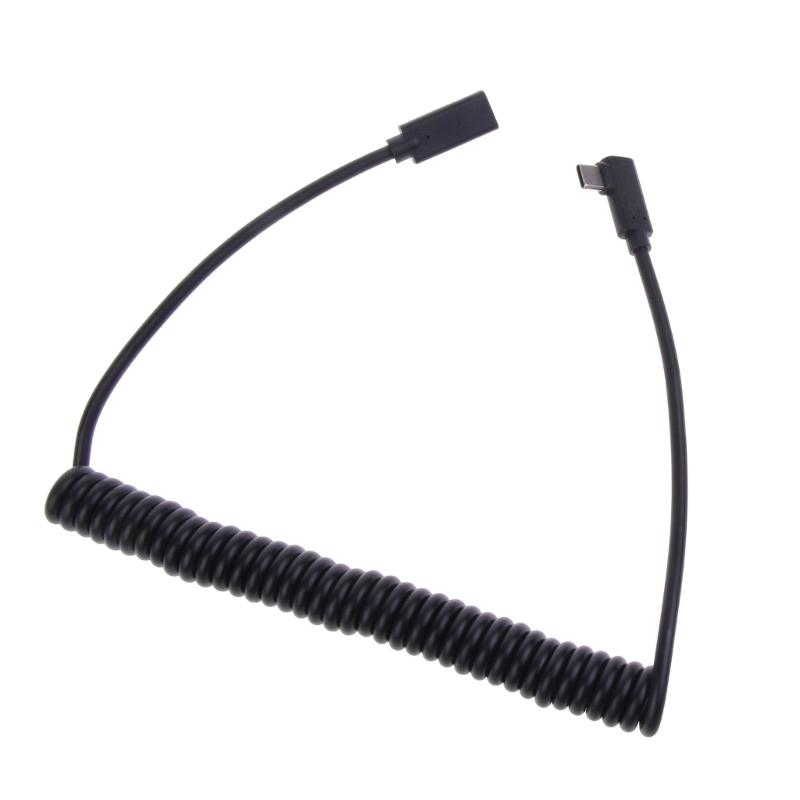 USB3.1 Type-C Male To Female Extension Cable Spring Cable Left Turn 480Mbps TypeC usbC Charging Adapter Cord