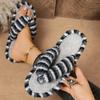 Fashion Striped Clip Toe Home Slippers Women Autumn Winter Warm Plush Flip Flops Woman Indoor Soft Sole Non Slip
