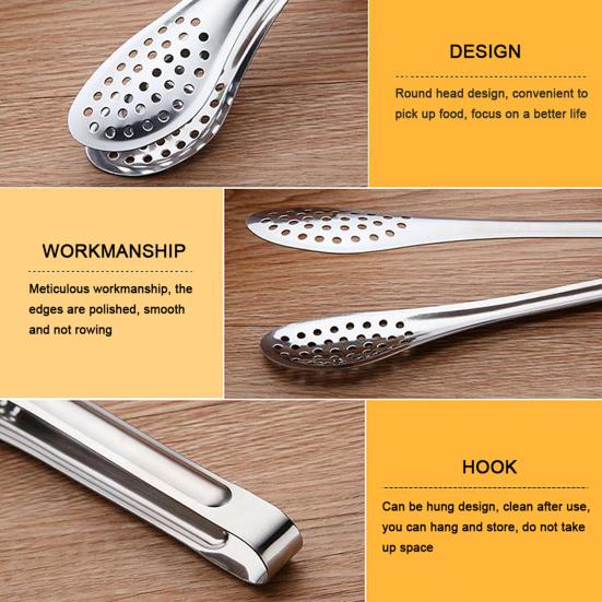 Food Clip Wear Resistant Rustless Stainless Steel Kitchen Utensils Clamp for Kitchen
