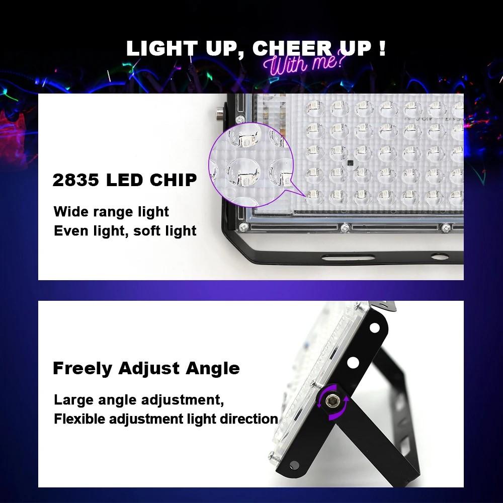 LED UV Flood Light 395nm USB 5V Ultraviolet Stage Light 50W 100W LED Stage Black Light Waterproof Disco