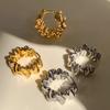 Personality Irregular Wavy Metal Hoop Earrings for Women Vintage Charm Gold Color Ear Buckle Hip Hop Jewelry Accessories Gift