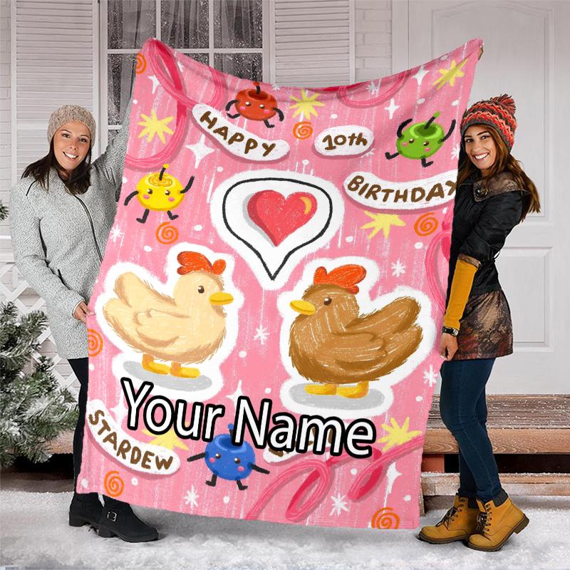 Custom Name Stardew Valley Theme Printed Blanket - Perfect for Couch, Bed, Travel & Outdoor Use | Machine Washable, Cozy & Durable.