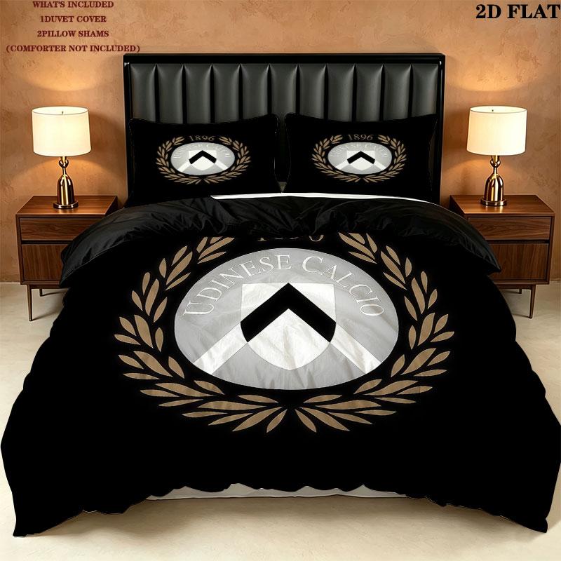 Set Copripiumino Trapuntato Udinese Calcio Federe Decorazione Casa Regalo di Compleanno (1 * copripiumino + 2 * federa, senza nucleo)