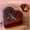 Elegant Wooden Music Box With Heart Carving And Timeless Wind Up Melodies