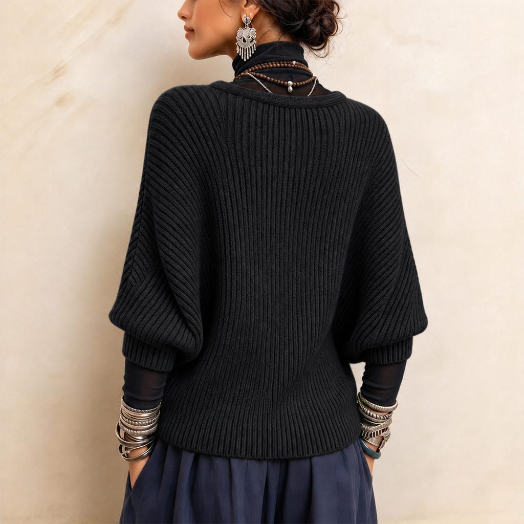 Women's Vintage Lace Splicing Sweater, Two-Piece Asymmetric Hem Knit Top with One-Piece Sleeves