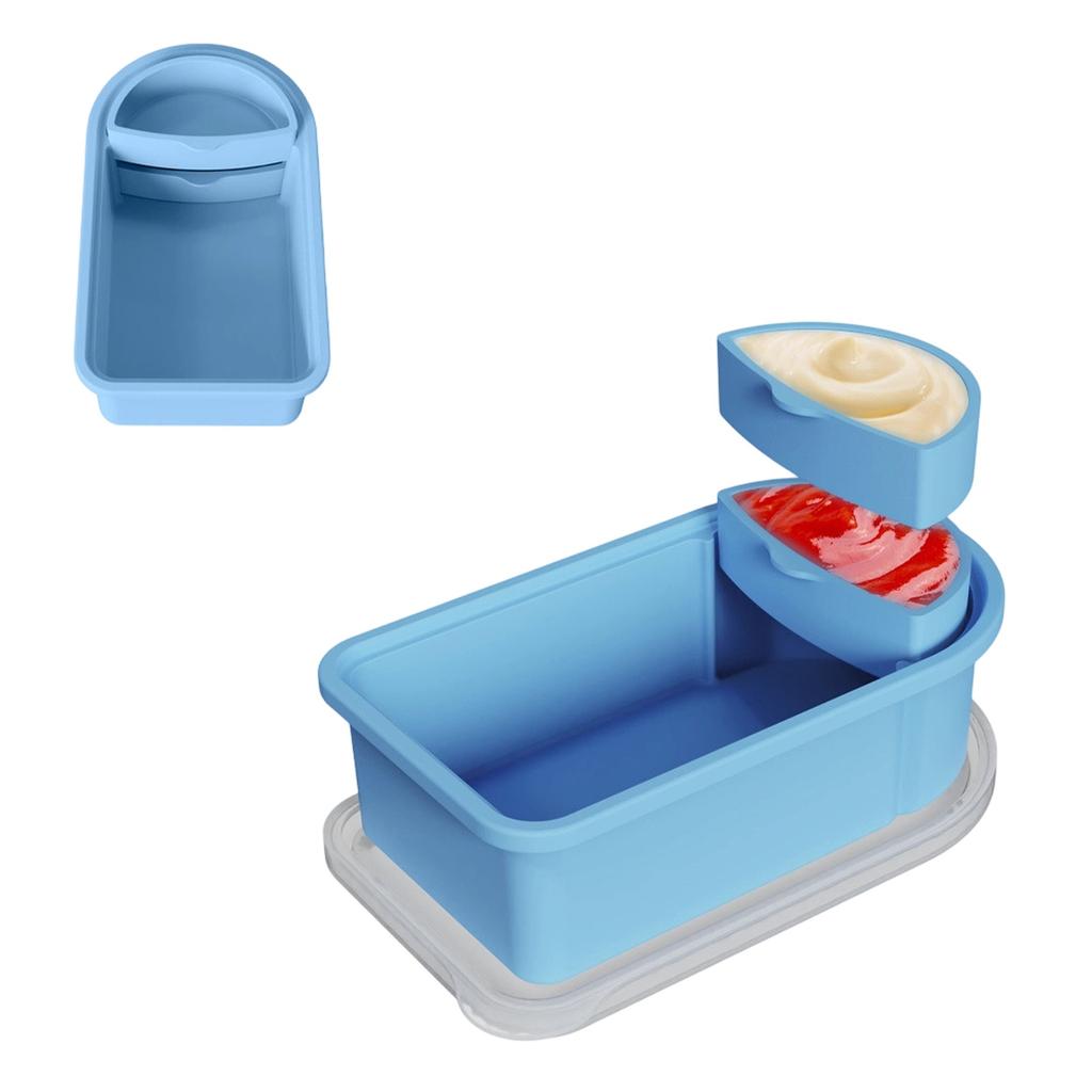 Portable Dual-Compartment Sauce Container Food Grade Silicone Sealed Large Capacity Condiment Box with Lid for Storage and Freshness