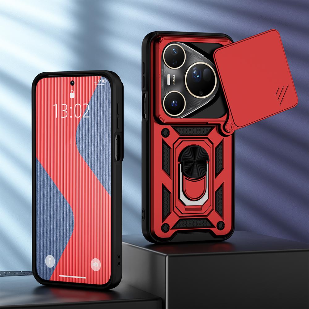 KEYSION Shockproof Case for Huawei Pura 80 Ultra Slide Camera Lens Protection Ring Stand Phone Cover for Huawei Pura 80 80 Pro