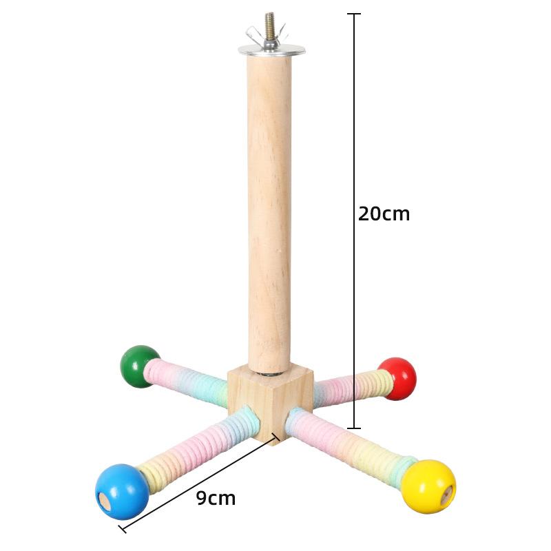 Colorful Spinning Parrot Stand Chew-Proof Toy Interactive Play Perch Entertaining Cockatiel Swing Stimulating Foraging Climber