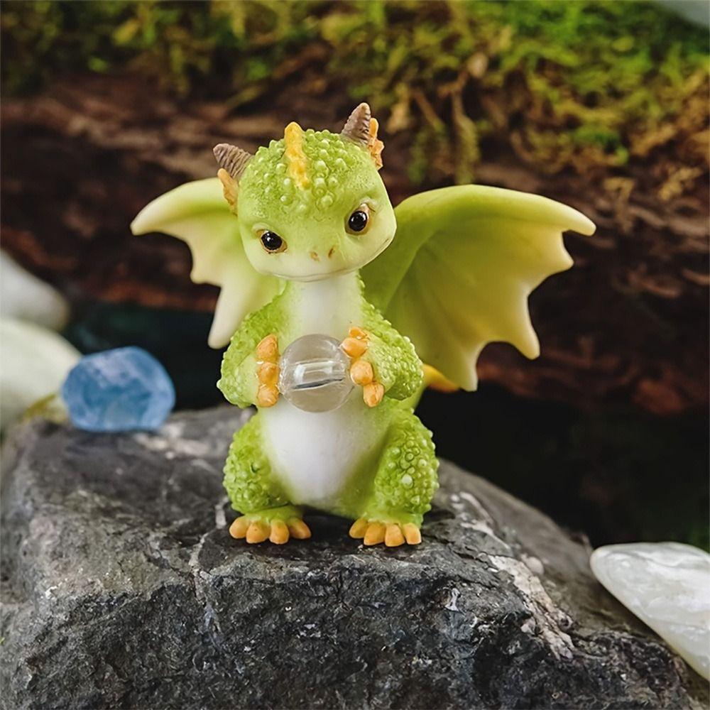 Handicraft Dragon Resin Sculpture Waterproof Dinosaur Models  Garden Succulents Crafts