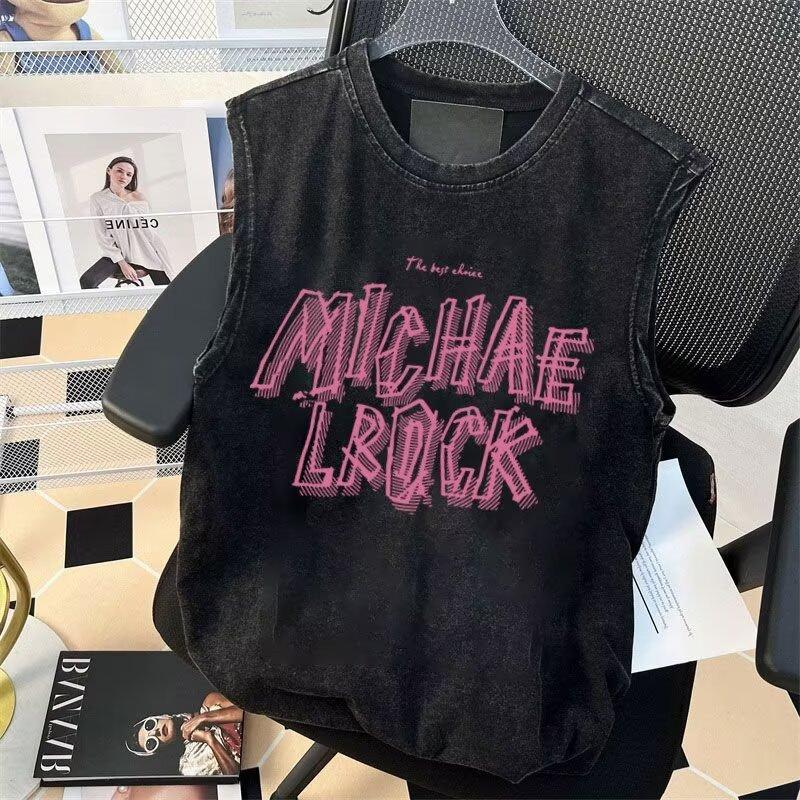 

Тяжеловесная американская мужская спортивная и повседневная стиранная и состаренная винтажная майка без рукавов холщовая большого размера футболка 5XL серый