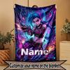Custom Name Personalized Jinx League of Legends Print Blanket, Home Decor, Bedroom, Sofa, Camping, Couch, Gifts for Birthday Christmas