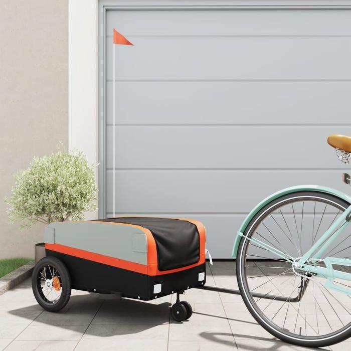 VidaXL Bicycle Trailer, Transport Cart with Flag, Bicycle Cart, Bicycle Trailer, Luggage Trailer, 94054