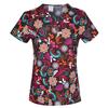 Hennar High Quality Print Scrub UniformFor Women In 100% Cotton 4 pockets,XXS-5XL Medical Scrub Tops
