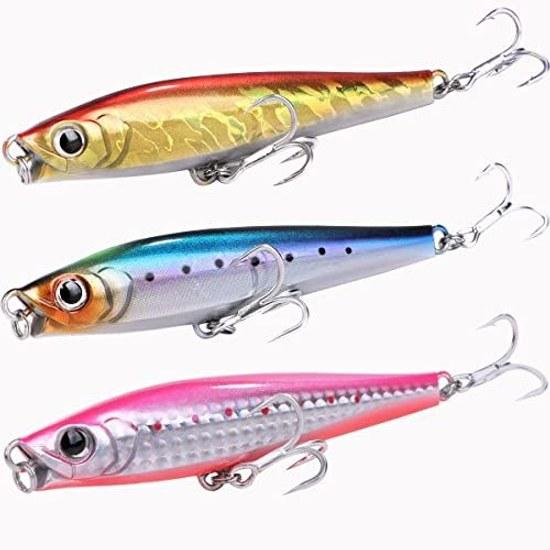 Thinking Pencil Lure Set 80mm 95mm 110mm Lip Through Wire Blue Fish Sea Bass Flounder