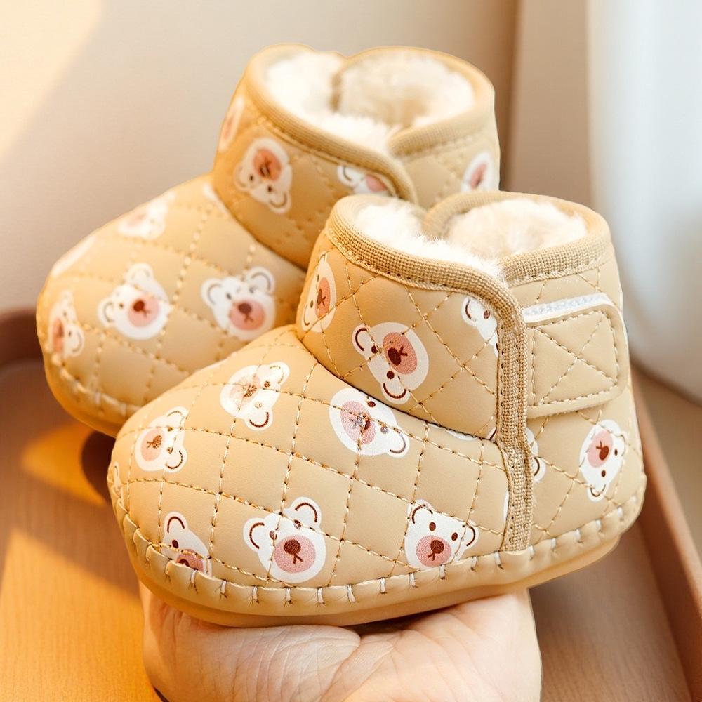 Scarpe per primi passi da bambino antiscivolo con suola morbida, cartoni animati, con velluto, per bambini da 0 a 1 anno