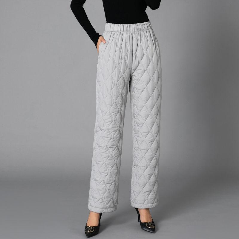 Women Winter Down Cotton Pants Large Size Thicked Thermal Quilted Cotton Trousers Middle Aged Elderly Mama Warm Pants M-3XL