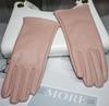 Leather Gloves Wind Color Men'S And Women'S Leather Pu Gloves Fleece Warm Windproof Solid Color Cycling Gloves