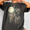 Three Raccoons Retro Graphic T-shirts, Vintage Comfort Colors® Raccoon Moon Tshirt, Raccoon Lovers, Funny Raccon Tee, Oversized Washed Tee